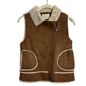 ZARA Asymmetrical Zip up Faux Sherling‎ Vest, SIZE 9/10